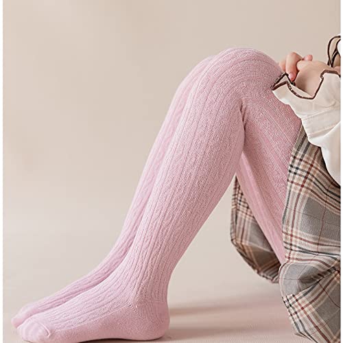 KAGAYD Girls Cotton Thick Fleece Lined Warm Leggings Toddler Girls Cable Knit Tights Full-Footed Solid Tights3