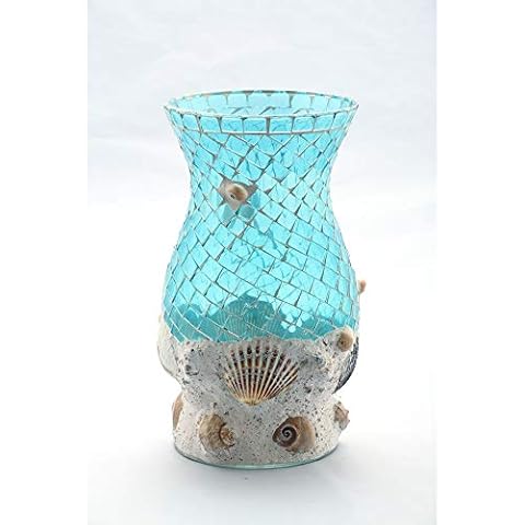 CC Home Furnishings 10.5" Blue Candle Holder Cover