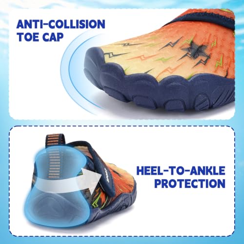 Image of Kids Water Shoes Boys Girls - Wide Toe Box Quick Dry Barefoot Shoes Breathable Non Slip Aqua Athletic Sneakers for Swim Beach Pool Kayak Hiking Sand Walking Travel Essentials (Little Kid /Big Kid)