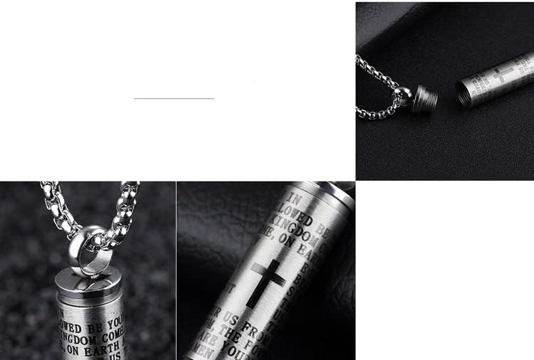 Miniatura 5 de Cross Necklace for Ashes Stainless Steel Cremation Jewelry Urn Engraved Bible Pendant Necklaces Memorial Gifts