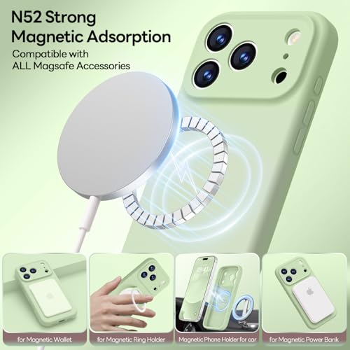 Image of LOVE 3000 Designed for iPhone 17 Pro Max Case, Premium Silicone [Compatible with Magsafe][Soft Anti-Scratch Microfiber Lining] Shockproof Protective Phone Case for Men Women 6.9 inch, Matcha