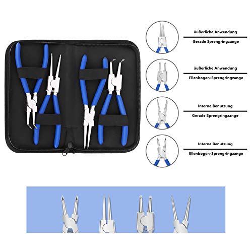 Pinze per Anelli di Sicurezza, 175 mm 4 Pezzi