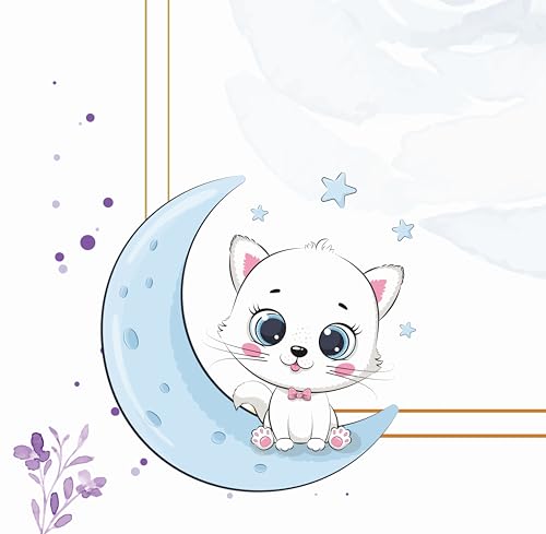 Image of Baby Monthly Milestone Blanket | 1-12 Months | Soft All-Season AC Blanket | Ideal for Newborn Boys & Girls | Perfect Growth Tracker & Photoshoot Prop with Moonlight Cat | 120x90 cm