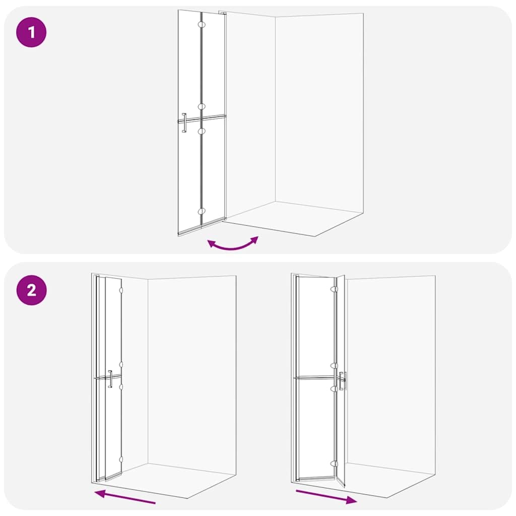 Parete doccia Walk-In Gold in alluminio e vetro di sicurezza monolastra 70x6,5x190 cm pieghevole per bagno con paraspruzzi e moderno divisorio