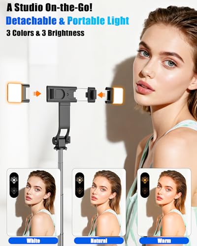 Perche à selfie rétractable 101cm avec éclairage d'appoint et trépied de table