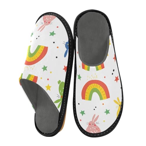 Pantoufles lapin arc-en-ciel colorées, le cadeau idéal et chaleureux pour homme et femme