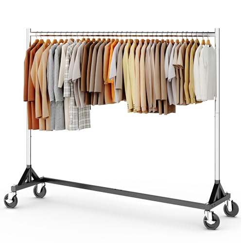 HOKEEPER Z Racks for Clothing Heavy Duty Clothes Rack for Hanging Clothes, 500LBS Commercial Hanging Rack Portable Rolling Garment Rack with Wheels Z Base