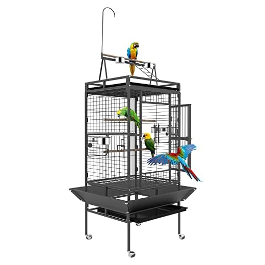 82 Inch Bird Cage, BOINN Bird Flight Cages with Rolling Stand & Bottom Tray, Wrought Iron Parrot Cage with PlayTop for Parakeet, Lovebirds, Ringneck, Cockatiels