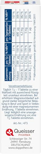 Doppelherz Magnesium 400 + B1 + B6 + B12 + Folsäure - Magnesium unterstützt die normale Muskelfunktion und den Energiestoffwechsel - 30 vegane Tabletten