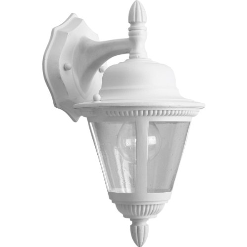 Crazy Deals Progress Lighting P5862-30 1-Light Cast Wall Lantern with Clear Seeded Glass, White