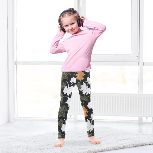 Pumpkin Leaves Girls Leggings Soft Stretch Workout Yoga Dance Pants for Kids Casual Tights4
