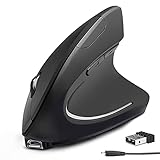 WapoRich Ratón vertical inalámbrico recargable, USB, ergonómico, recargable, ratón para videojuegos, ratón portátil inalámbrico, 800/1200/1600 DPI, 5 botones, vertical para PC portátil y Mac