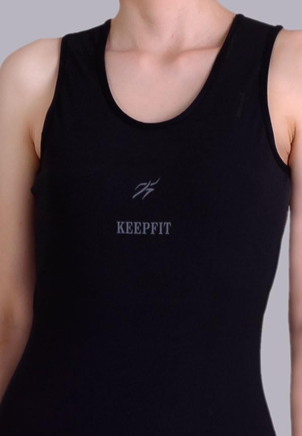 Keepfit Women N9 Antibacterial Solid Bodysuit with Logo Printed L Black |Swimming Suit for Women
