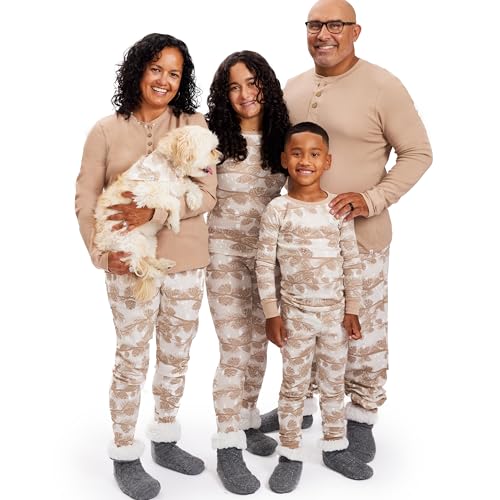 HonestBaby Family Matching Holiday Pajamas Organic Cotton for Men, Women, Kids, Toddlers, Baby Boys, Girls, Unisex Pets, Sandy Pines, Mens, Large by HonestBaby - Used condition - US$13.57
