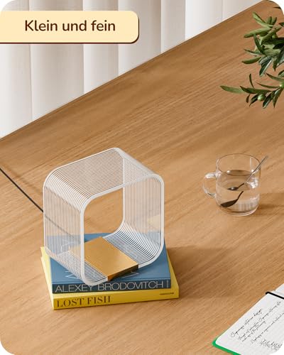 EDISHINE LED Tischlampe, moderne Nachttischlampe mit versteckter Lichtquelle & Lasergravur, Acryl & Aluminium, 3000K, 4W Dekolampe für Schlafzimmer, Wohnzimmer, Gold