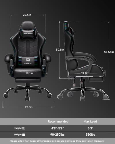 Image of GTPLAYER Gaming Chair, Computer Game Chair for Adults, Colorful Black