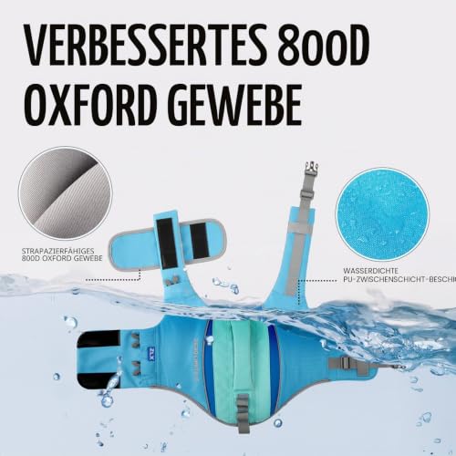 ZLX Schwimmweste Hund,Hunde Schwimmweste aus Ripstop,Rettungsweste Hund mit Griff,für Kleine, Mittlere & Große Hunde,Verstellbare Schwimmweste für Hunde zum Bootfahren,Schwimmen,Surfen