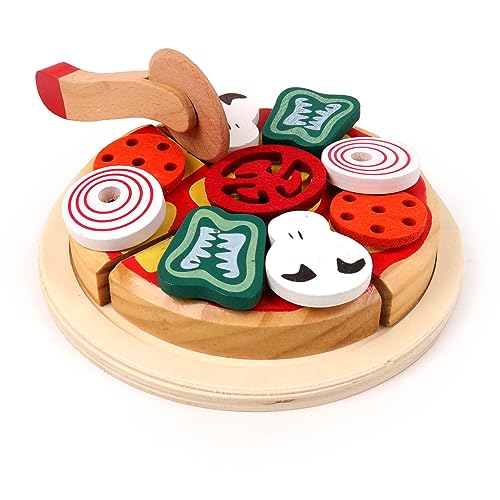 PLANÈTE BOIS - Piatto Pizza - FSC - 030245 - 4 parti - Multicolore - Legno - Gioco per Bambini - Giocattolo Durevole - Cucina - Gioco di Imitazione - Alimentazione - 19 cm x 19 cm