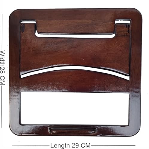 Image of Laptop Stand Universal Heat Dissipation Desktop Foldable Laptop Stand Wooden Notebook Stand Holder with 180 Degree Multiple-Angle Support for MacBook Asus HP Sony 11x11.5 inche Dark Walnut