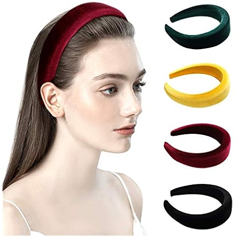 Makone Headbands(4 PCS) Thick Velvet Sponge Hair Band, Elastic Padded Headband Vintage Alice Band Hair Accessories for Women and Girls Cover