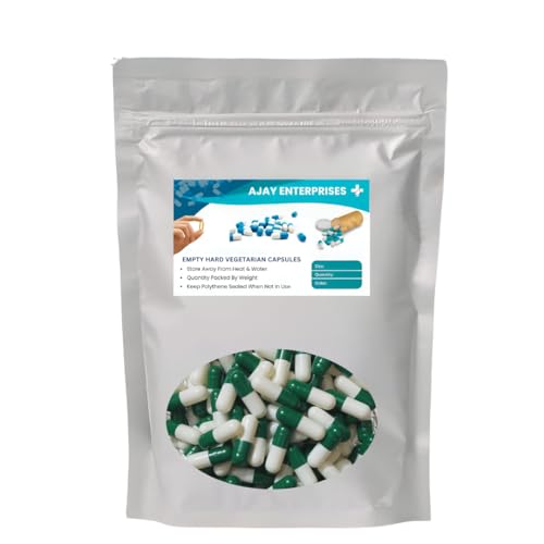 Ajay Enterprises Gelatin Empty Capsules SIZE 0 (500 MG) (PACK OF 1000) (GREEN WHITE, SIZE 0 (500 MG))