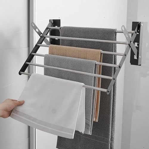 Étendoir à linge mural 60 cm extensible pour salle de bain et piscine - 3