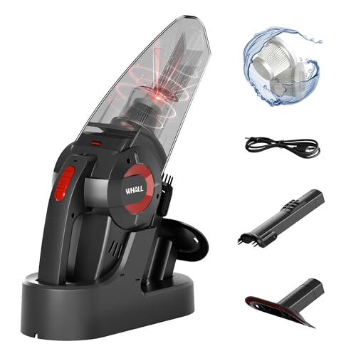 whall Handheld Cordless Car Vacuums, Wet and Dry Use 9000Pa Strong Suction Vacuums, Rechargeable Portable Vacuum Cleaner with LED, Charging Dock, Lightweight Mini Vacuum for Car, Home and Office, Red