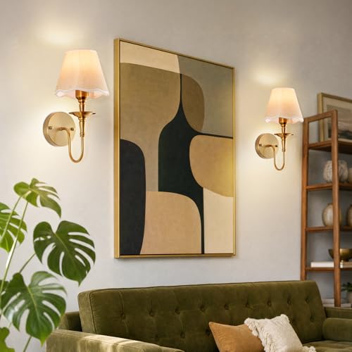 Image of EIDISUNY Battery Operated Wall Sconces Set of 2, Rattan Wall Sconce with RGB Rechargeable Dimmable Bulbs, Brass-Color Wireless Wall Sconce with Remote for Bedroom, Living Room, Hallway