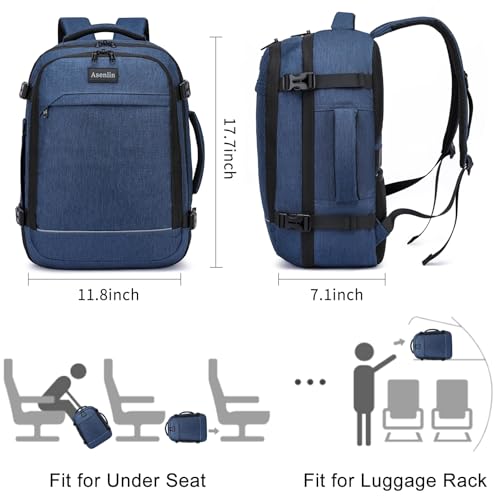 Asenlin Travel Backpack for Women Men,Flight Approved Carry On Luggage 30L Water Resistant Business Laptop Backpacks Fits TSA 15.6 Inch Computer College Weekender Outdoor Hiking-Blue — view 2