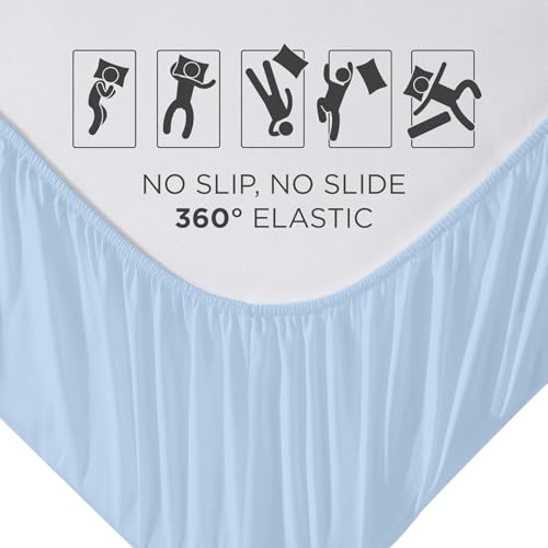 Image of Royale Linens Fitted Sheet King - Ultra Soft 1800 Brushed Microfiber - Hotel Luxury Bottom Sheets - Wrinkle Free & Fade Resistant - Deep Pocket Fitted Sheet Only (King, Lake Blue)