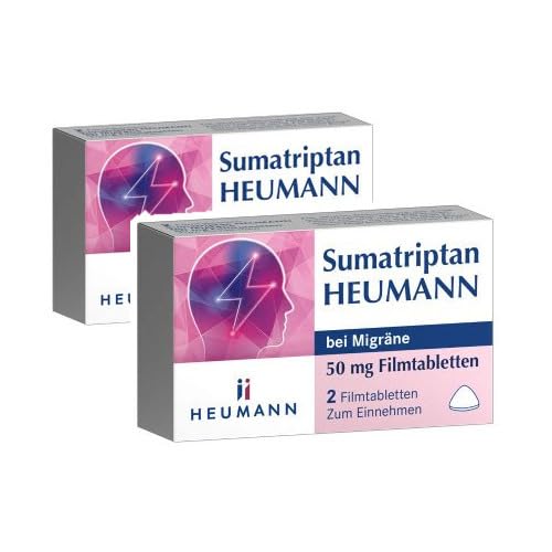 Doppelpack Set mit SUMATRIPTAN HEUMANN bei Migräne 50 mg Filmtabletten (2x 2St)