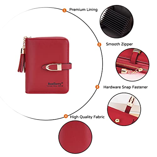 PORRASSO Fashion Card Bag Wallet Women Credit Card Holder Portable Change Pouch Card Case Red4
