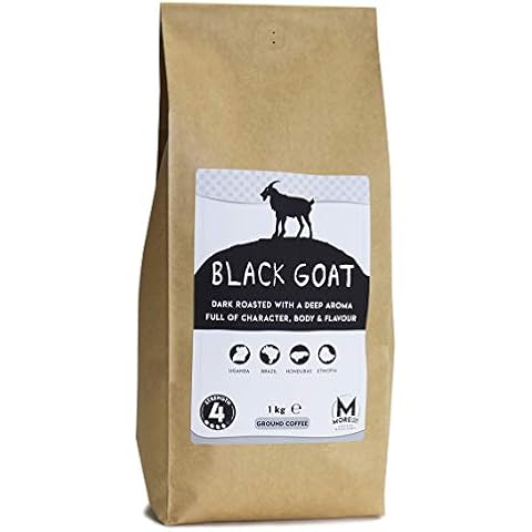 Moreish Black Goat - Dark Roast Ground Coffee for Cafetiere (Filter Grind) & Coffee Maker - Freshly Hand-Roasted - 1kg Cover