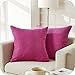 Topfinel Juego 2 Fundas Cojines Cama Sofas de Chenilla Algodón Lino Duradero Almohadas Decorativa de Color sólido para Sala de Estar, sofás, Camas, sillas Dormitorio Jardín Coche 50x50cm Fucsia