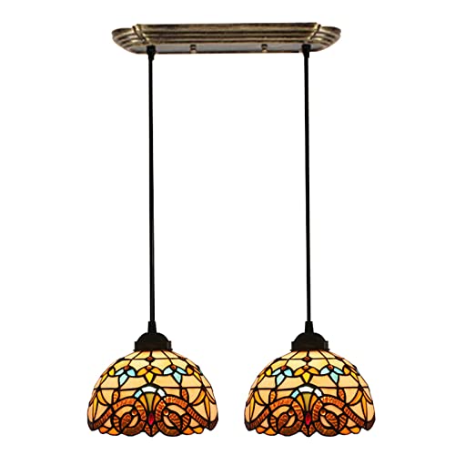 Lustre Tiffany baroque à hauteur réglable pour éclairer un plafond bas avec style