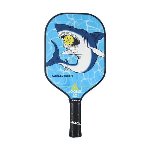 JOOLA Kids Pickleball Paddle - Megalodon Shark Edition - Youth Pickleball Paddle for Children - Lightweight Pickle Ball Racket with Small Grip, Pro Style 12mm Polymer Core & Carbon Fiber Face