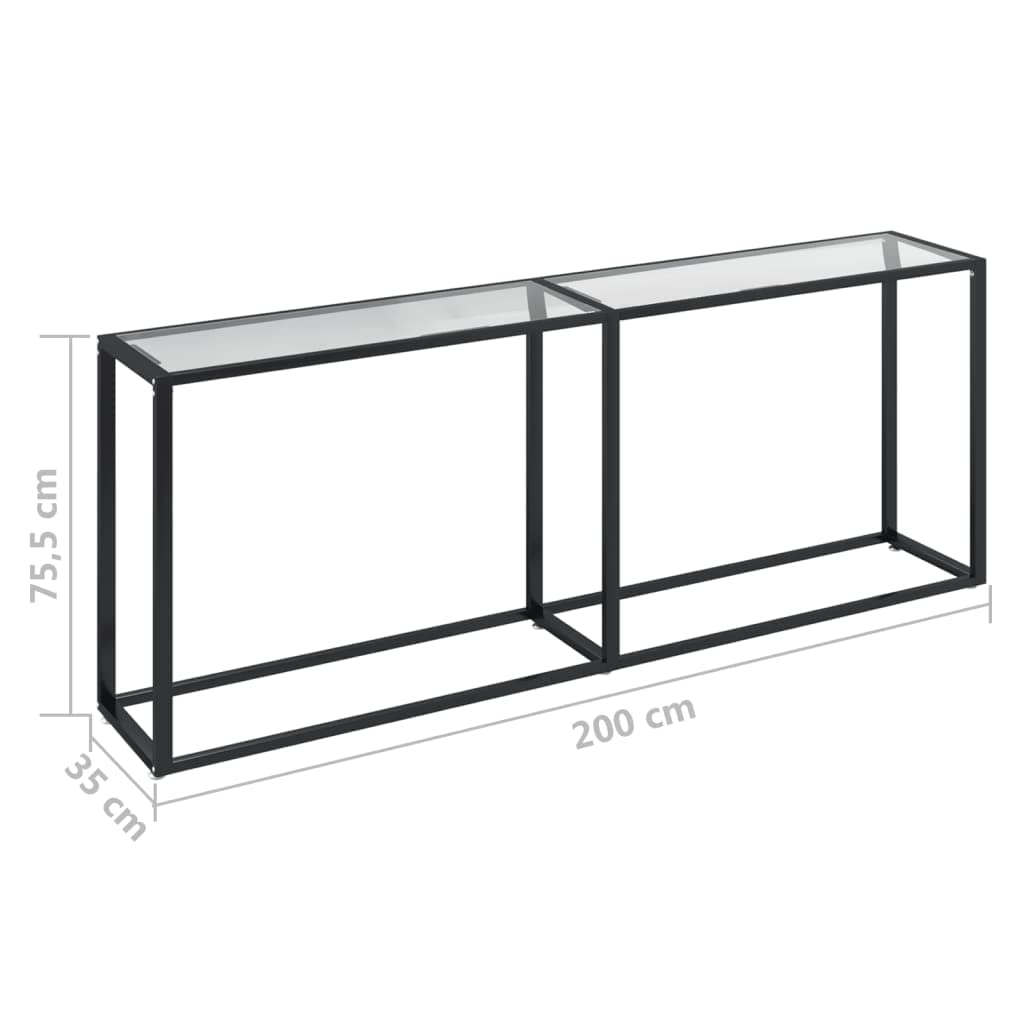 Tavolo Consolle da Ingresso 200x35x75,5cm Vetro Temperato | Ideale per corridoio e soggiorno, questo mobile offre una struttura stabile in acciaio con ripiano in vetro robusto.