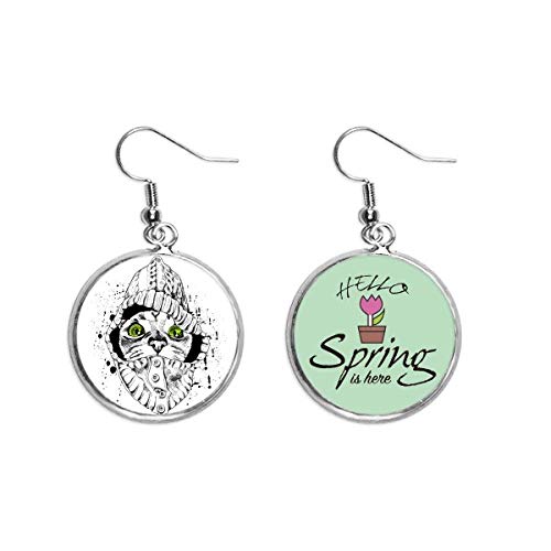Pendientes de gato blanco colgante animal mascota pendientes de primavera joyas decorativas