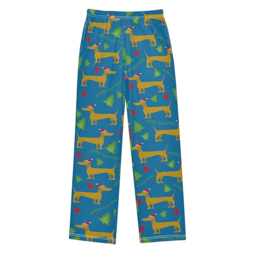 Boys' Pants Dachshund Dog Xmas Happy Long Bottoms Jogger Pant Elastic Waist Trouser with Pockets S-XL