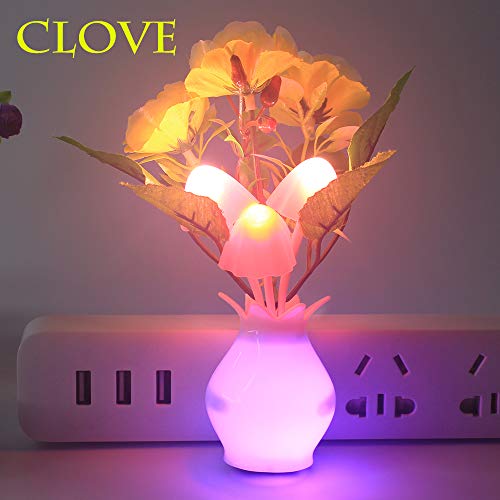 Warmstor [4 Pack] Mushroom Night Light, Tulip Clove Plum Flowers Plug-In Mushrooms Colors Changing Nightlight Colorful Led Wall Lamp Little Night Lights For Bathroom Bedroom Corridor Nursery #TOP5