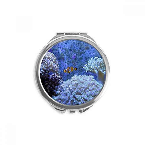 Miroir maquillage de poche oceanologie corail poisson-clown portable multicolore