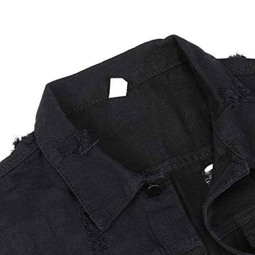 Iynnijoy Men's Denim Vest Destroyed Sleeveless Casual Cowboy Slim Waistcoat Pockets4