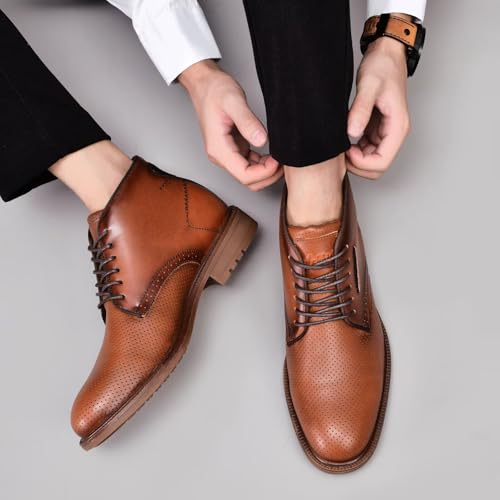 Image of Arkbird Men's Chukka Boots, Leather Ankle Dress Boot Casual Oxfords Lace Up Work Shoes Brownness 12