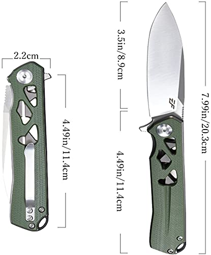 Eafengrow Ef959 Pocket Folding Knife D2 Steel Blade G10 Handle Edc Knife Liner Lock Ball Bearing Tactical Pocket Knife Flipper Knife For Camping Tactical Hiking Survival Outdoor(Green) #TOP30