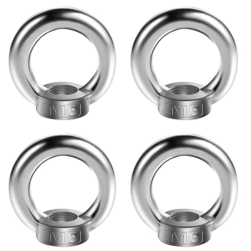 4 Stück Ringmutter M6 Ösenmutter 304 Edelstahl Augenmutter Transportmutter für Hebegeräte Zubehör Seilmontage Hebezubehö