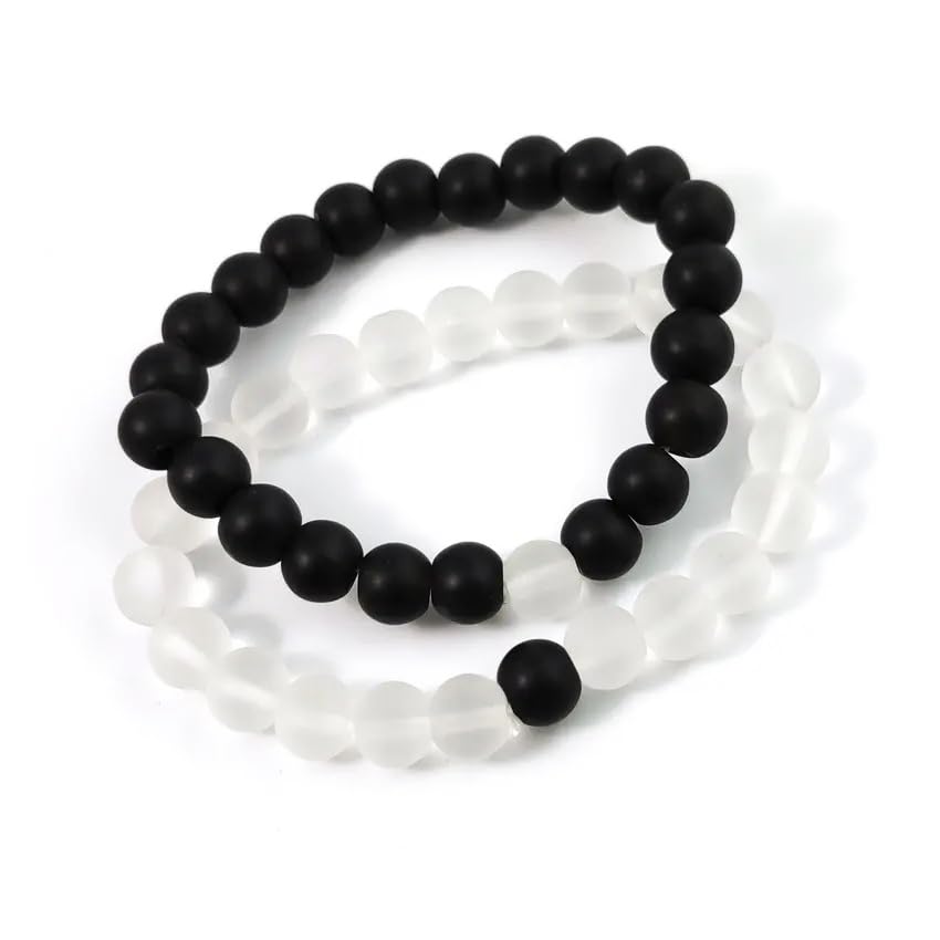 MIAMI Bracelet for Women Men boys Fashion White Black Beads Bracelets Couple Bracelets Strechable Adjustable Jewellery Birthday Gift Anniversary Wife Husband Stone Couples Combo Best Friend black M362 (B0CHRJ999V) Amazon Price History, Amazon Price Tracker