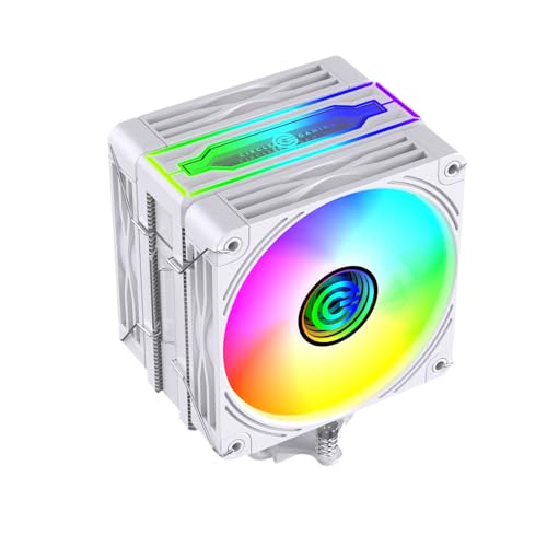 Image of Circle Gaming CG 4P Duo ARGB CPU Air Cooler Mirror Close-Loop, Dual 120mm Fan | Support AMD & Intel CPU Socket AM5, AM4 / LGA 1700, 1200, 1151, 1150| PWM Case Fans | 4 Heat Pipes | White