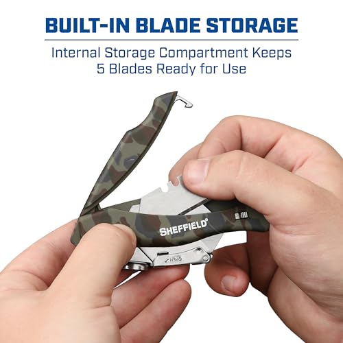 Image of Sheffield Utility Knife with 5 Utility Knife Blade Storage Compartment | Utility Knife Accepts Standard Utility Blades For Home, Office, Trades, and Warehouse