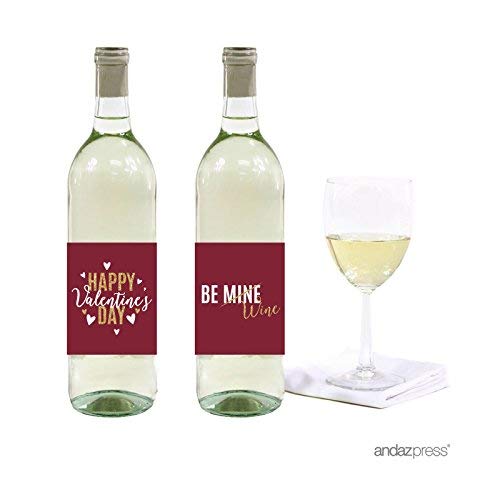 Andaz Press Be Mine Wine Labels 4 x 5 Inch Galentines Day Wine Labels
