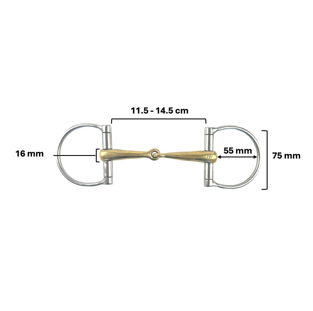 ES0212 JW Gebiss Kupfer D-Ring D-Trense Einfach Gebrochen aus Edelstahl Gebissstärke 16 mm (12.5 cm)